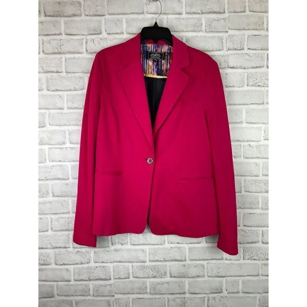 One Zone Women's Pink Blazer Size L Single Button Business Casual Jacket